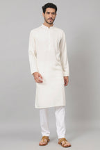 Giza Cotton Off White Plain Kurta by Hilo Design | Grocsy