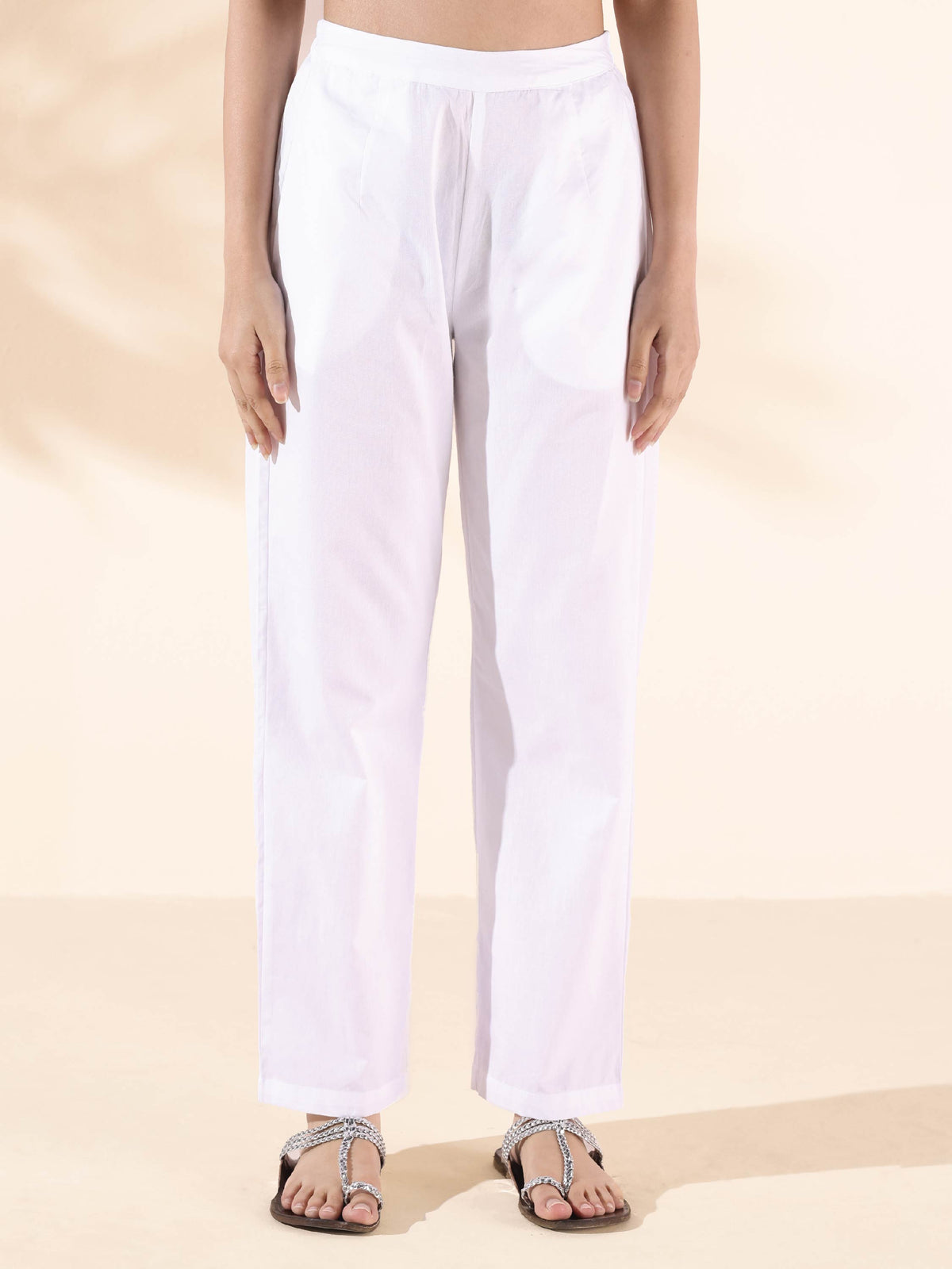 trueBrowns White Cotton Dobby Flared Co-ord Set | Grocsy