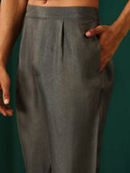 trueBrowns Men's Grey Diamond Viscose Silk Co-ord Set | Grocsy