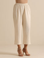 trueBrowns Off-White Sleeveless Kurta Pant Set | Grocsy