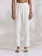 trueBrowns White Cotton Embroidered Kurta Co-ord Set | Grocsy