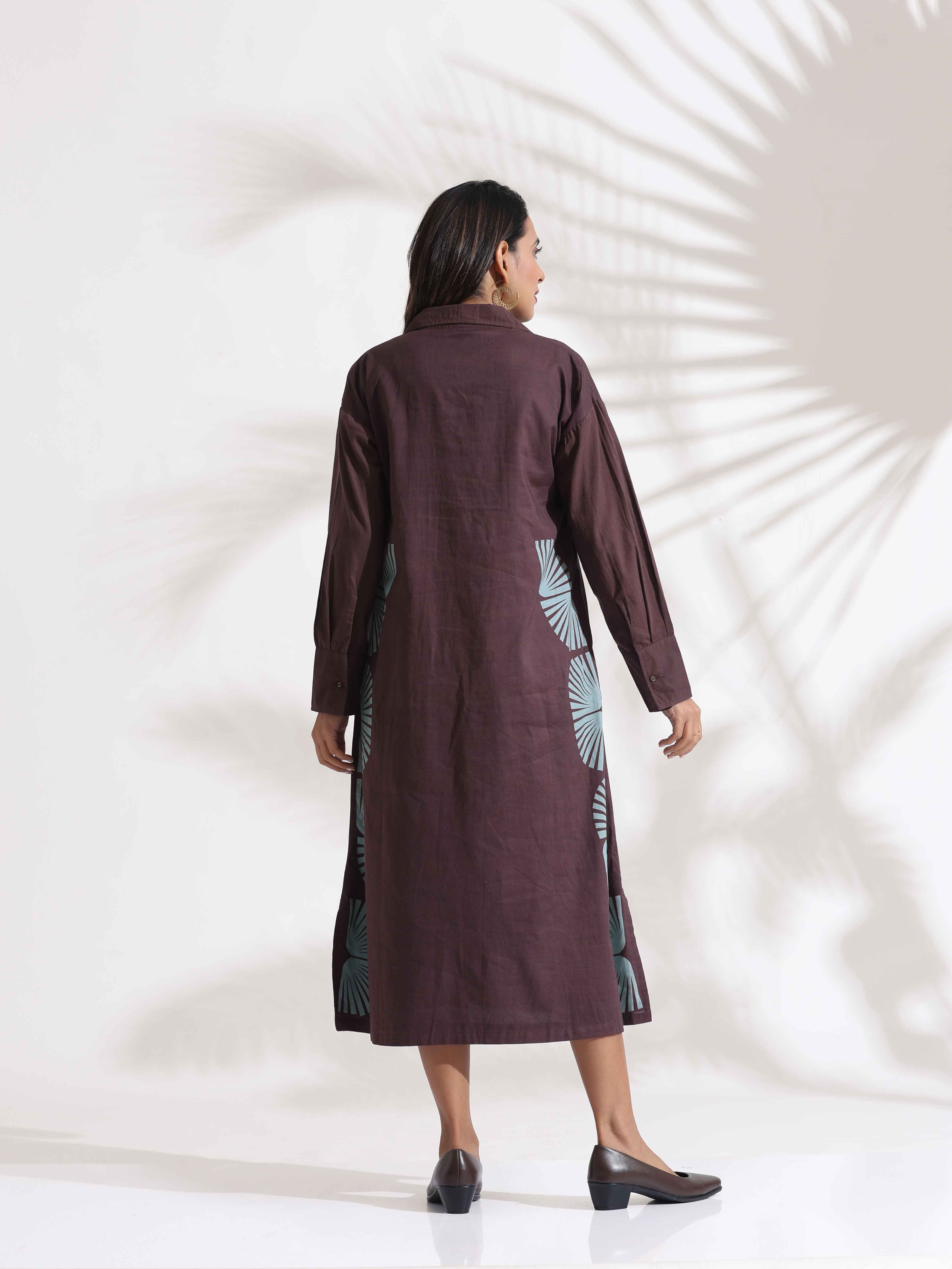 trueBrowns Cola Cotton Print A-line Dress | Grocsy