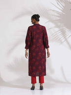 trueBrowns Purple Floral Print Kurta Set | Grocsy