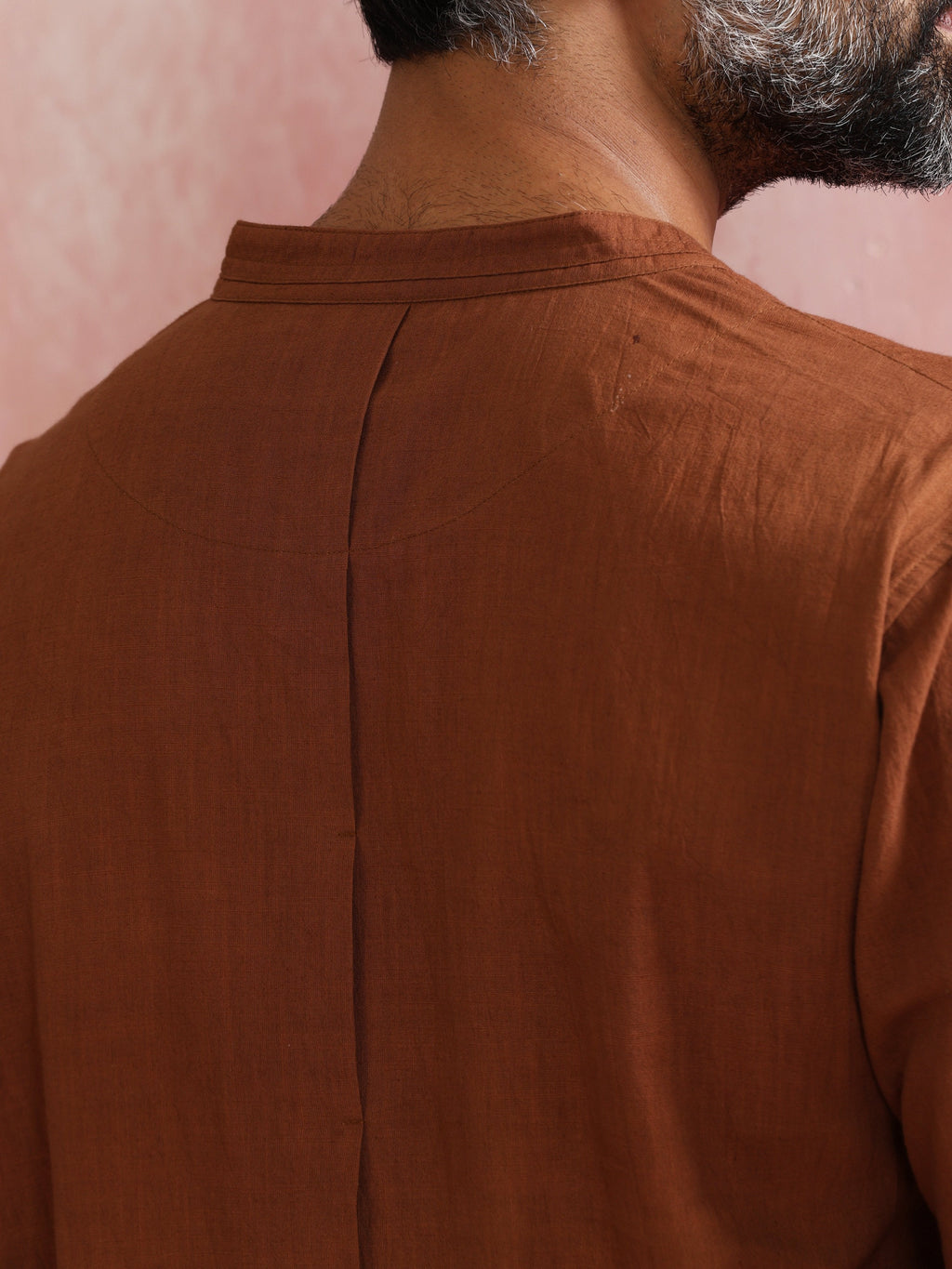 trueBrowns Men's Brown Cotton Mandarin Collar Stylized Kurta | Grocsy