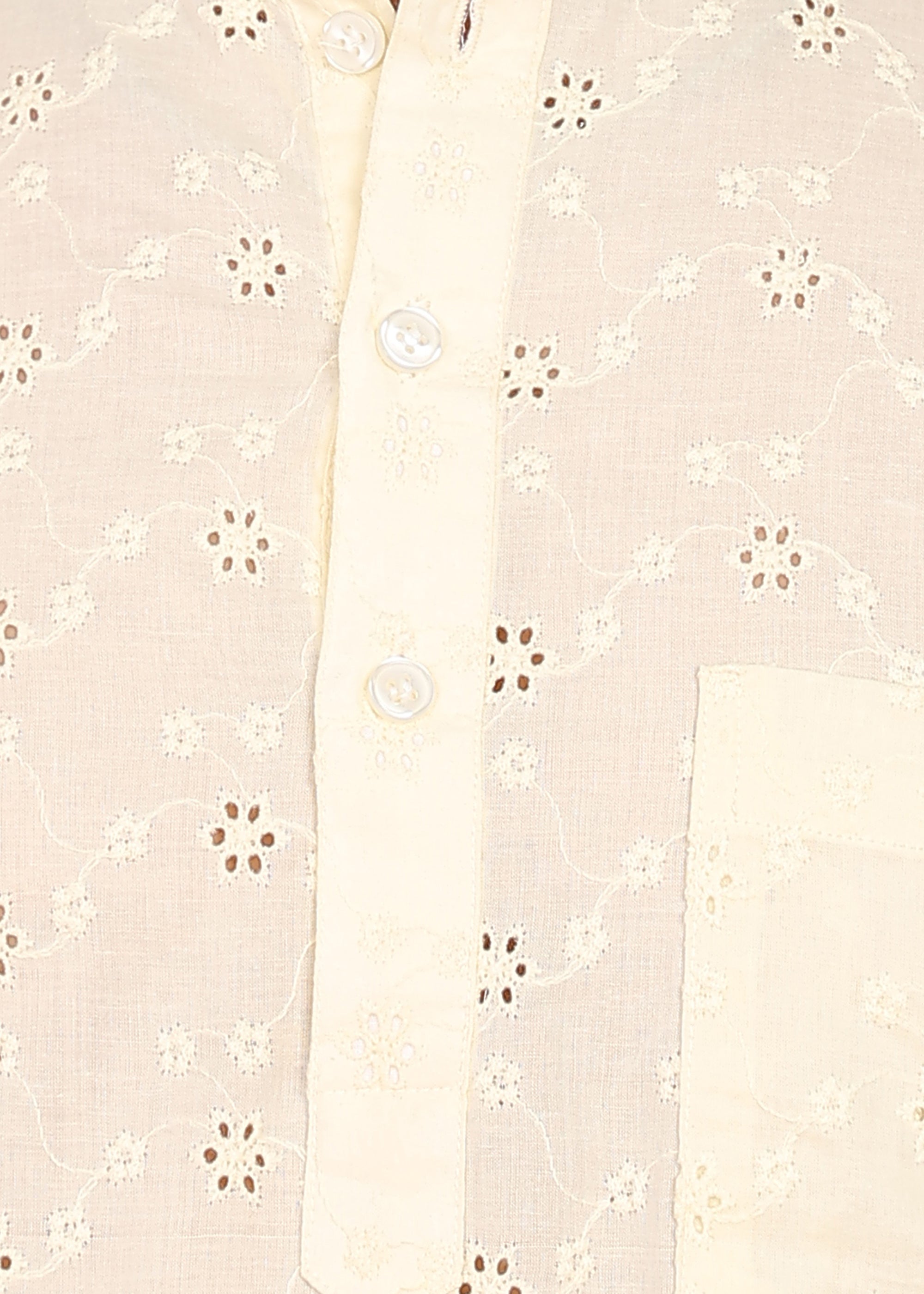 Fabmade Ivory Bloom Embroidered Short Kurta | Grocsy