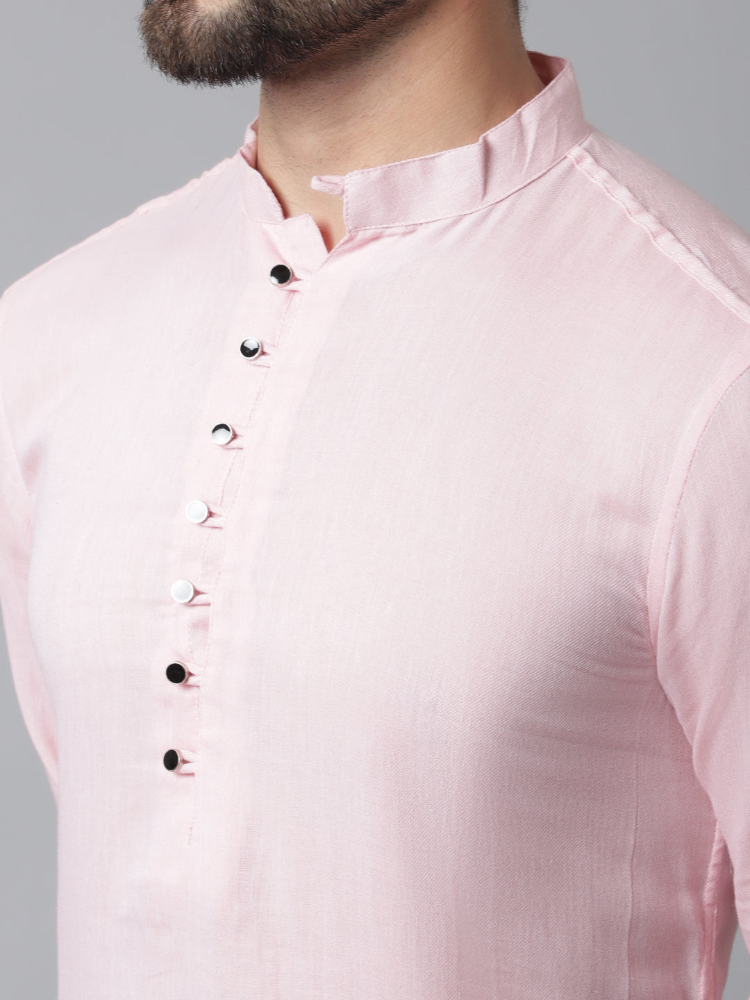 Even Apparels Pink Pure Cotton Kurta With Band Collar | Grocsy