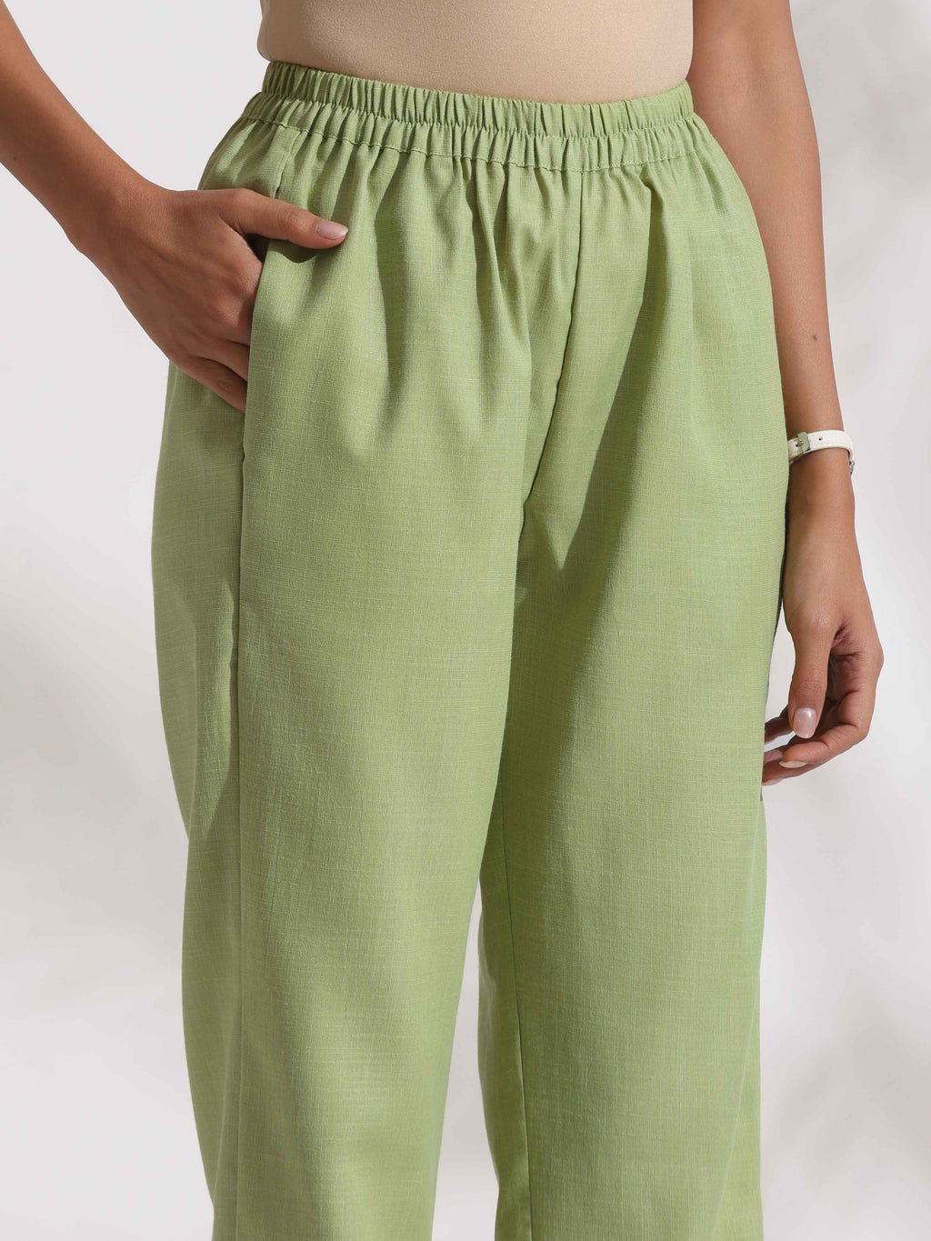 trueBrowns Green Slub Co-ord Set | Grocsy
