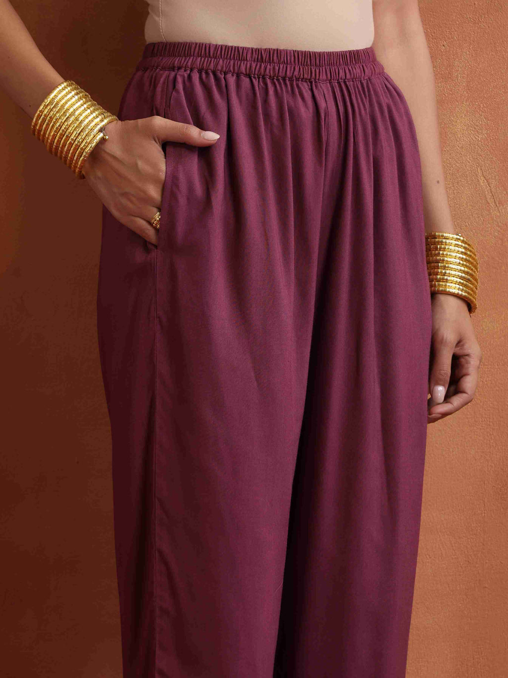 trueBrowns Purple Print Kurta Co-ord Set | Grocsy