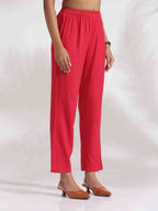 trueBrowns Red Cotton Print Kurta Co-ord Set | Grocsy