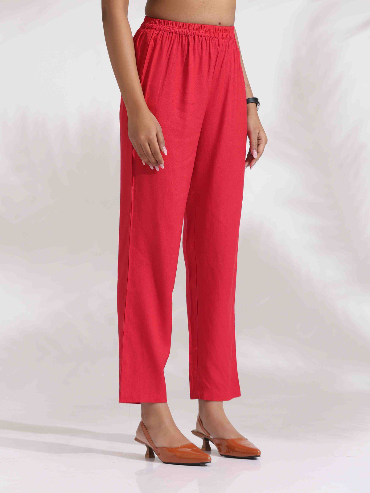 trueBrowns Red Cotton Print Kurta Co-ord Set | Grocsy