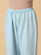 trueBrowns Cotton Linen Light Blue Sleeveless Co-Ord Set | Grocsy
