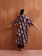 trueBrowns Purple Metallic Straight Kurta Set | Grocsy
