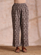 trueBrowns Clay Dabu Geometric Print Cotton Pleated Co-Ord Set | Grocsy