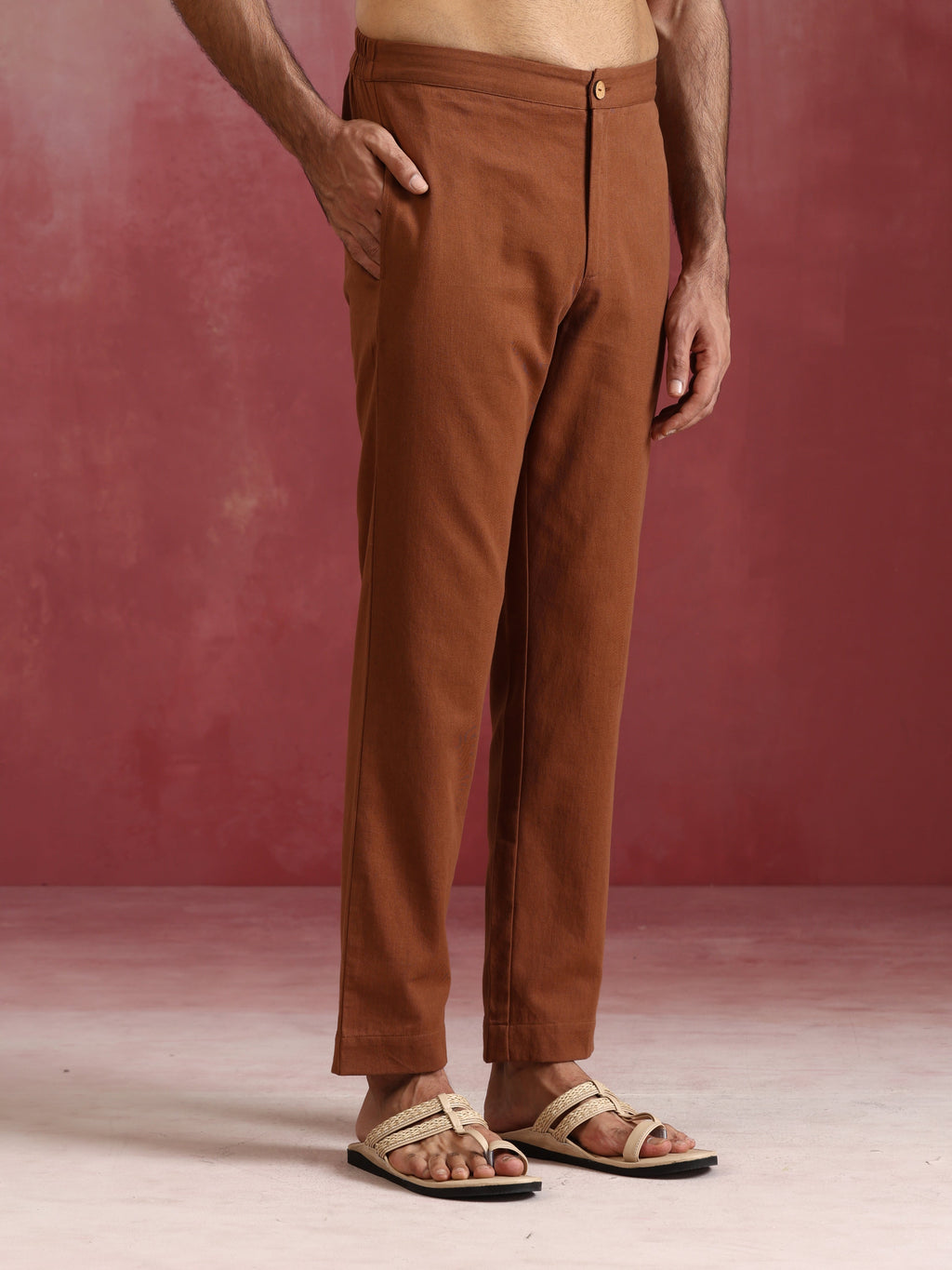 trueBrowns Men's Brown Cotton Shirt Collar Stylized Kurta Co-ord set | Grocsy