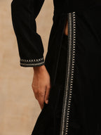 trueBrowns Black Velvet Embroidered Co-ord Set | Grocsy