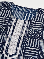 InWeave Women's Ankola Indigo With Tiles Hand Block Print Lace Straight Kurta | Grocsy
