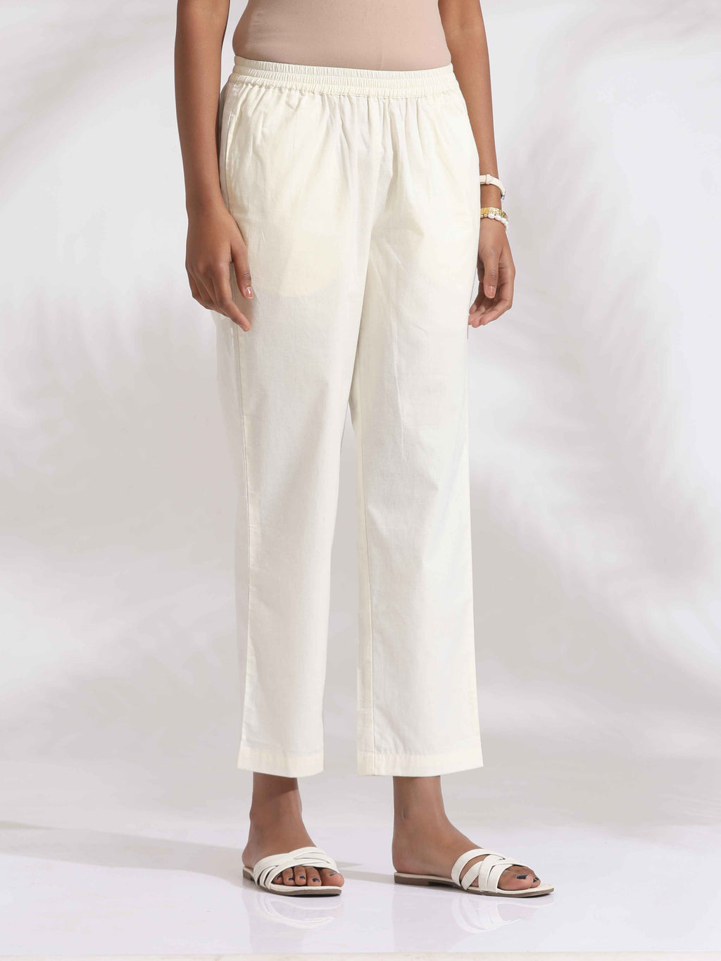 trueBrowns Off-White Cotton Multi Stripe Flared Kurta Set | Grocsy