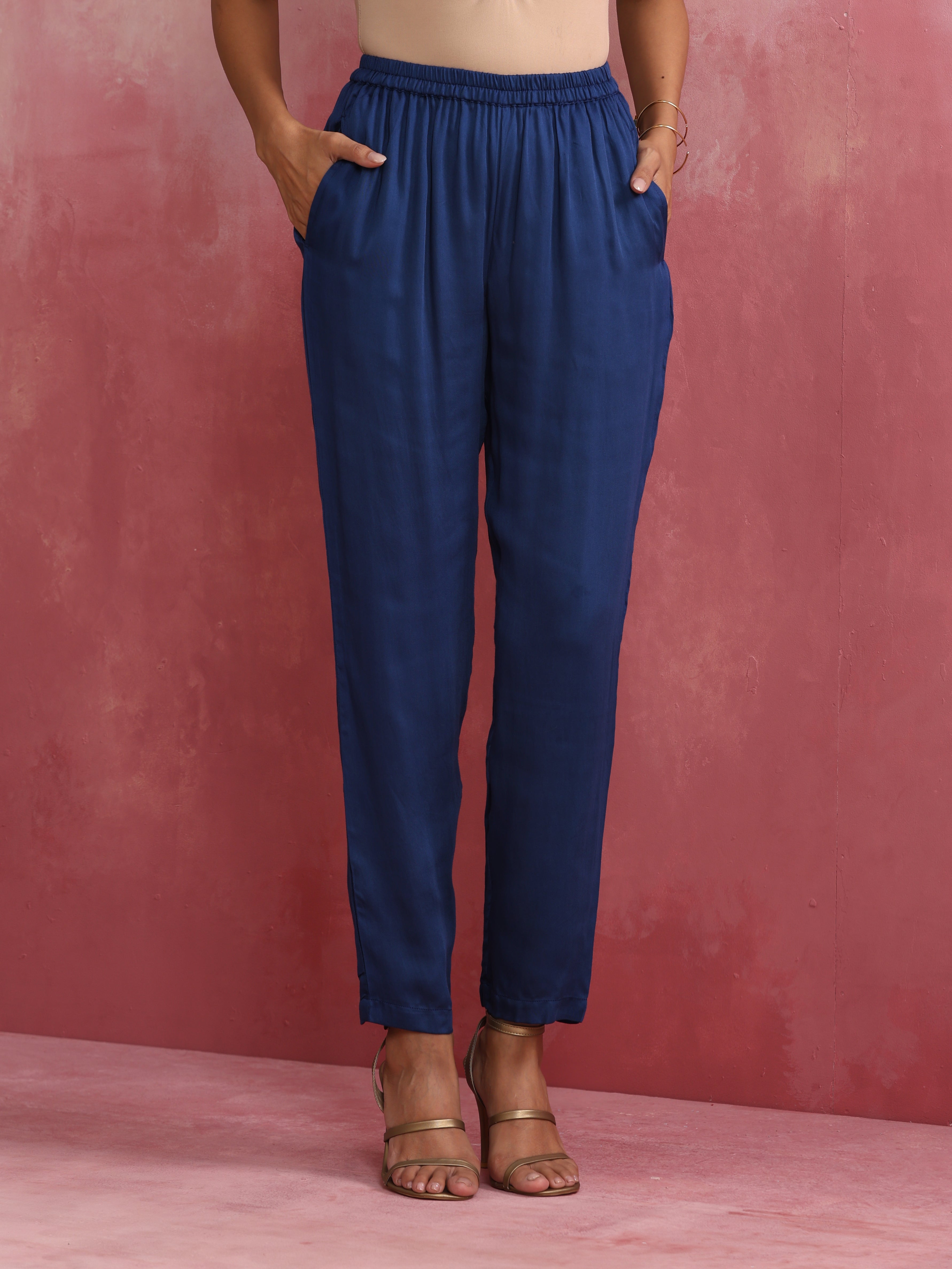trueBrowns Blue Modal High Low Kurta Co-ord Set | Grocsy
