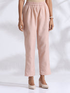 trueBrowns Light Pink Slub Kurta Co-ord Set | Grocsy