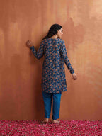 trueBrowns Blue Print Kurta Co-ord Set | Grocsy