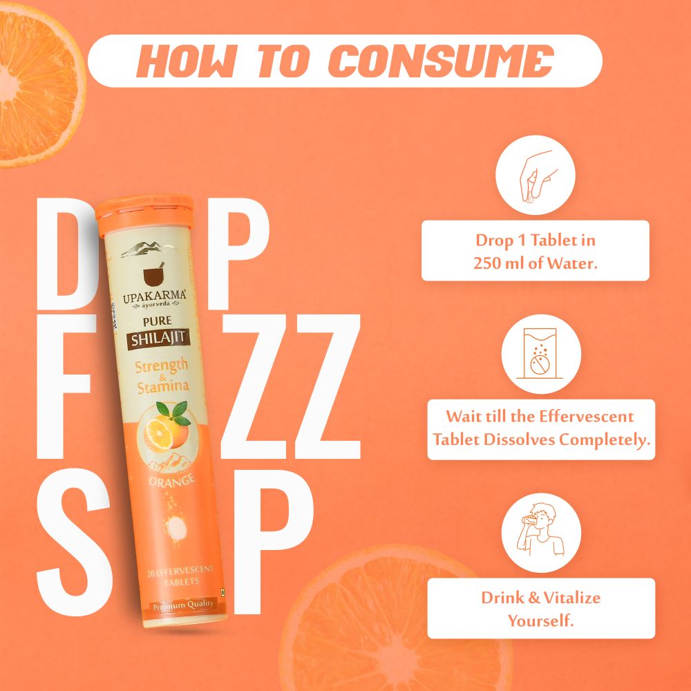 Upakarma Ayurveda Pure Sj Effervescent Tablets - Orange | Grocsy
