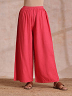trueBrowns Pink Brown Overall Floral On White Block Print Cotton Slit Kurta Pant Set | Grocsy