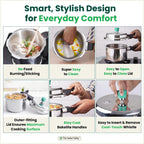 The Indus Valley RapidCuk Tri-ply Stainless Steel Pressure Cooker, Premium Quality, 3 Layer Thick Body, Heavy Bottom, 100% Safe, ISI Certified, Induction & Gas, 2/3/5L | Grocsy