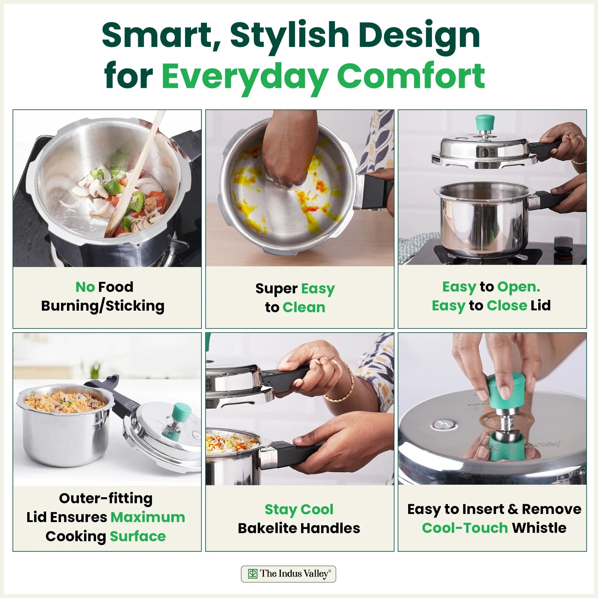 The Indus Valley RapidCuk Tri-ply Stainless Steel Pressure Cooker, Premium Quality, 3 Layer Thick Body, Heavy Bottom, 100% Safe, ISI Certified, Induction & Gas, 2/3/5L | Grocsy