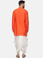 Sethukrishna Men Orange Kurta with Dhoti Pants | Grocsy