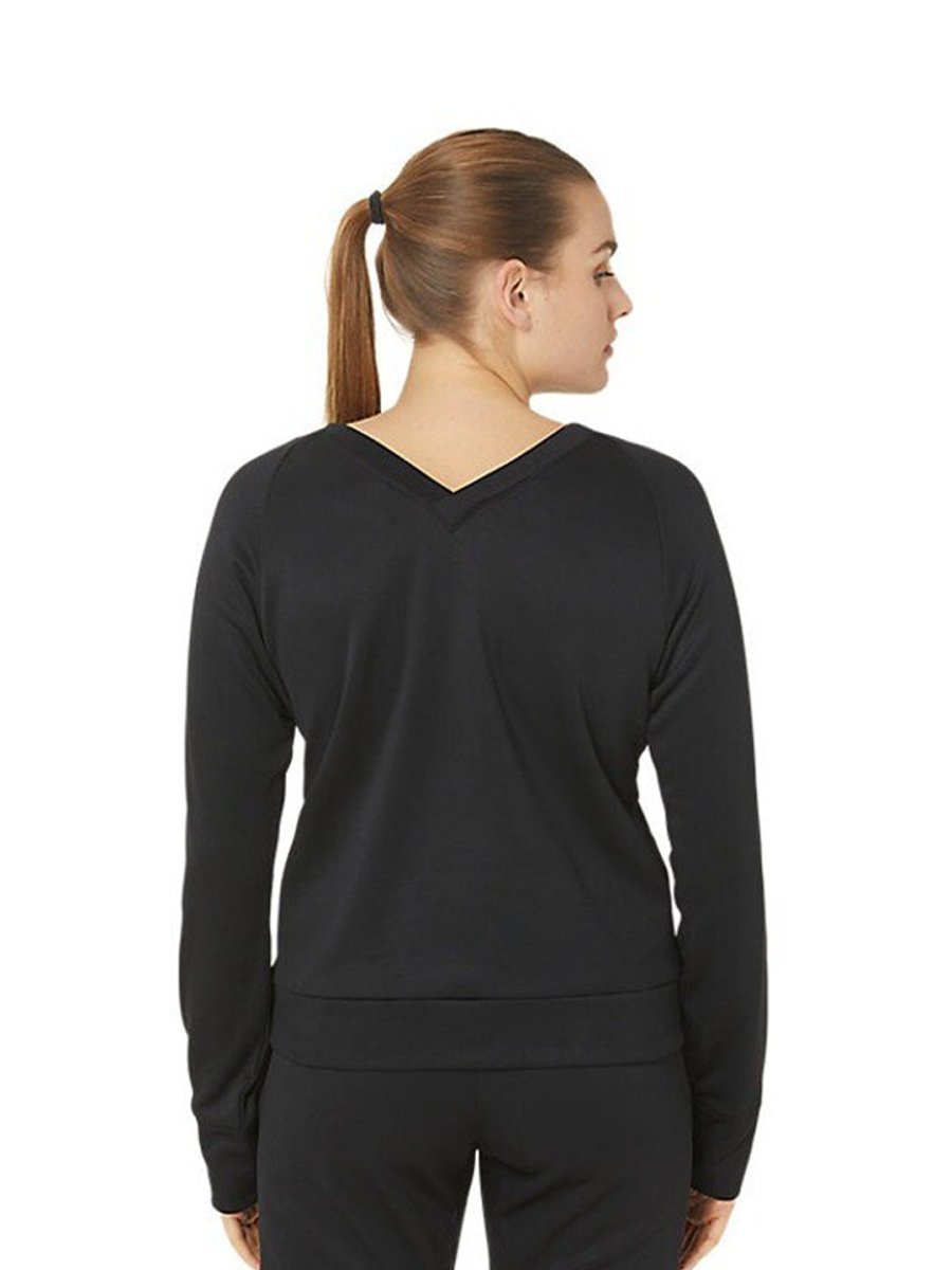 ASICS Brushed Mobility Knit Pullover Round Neck Long Raglan Sleeves T-shirt | Grocsy
