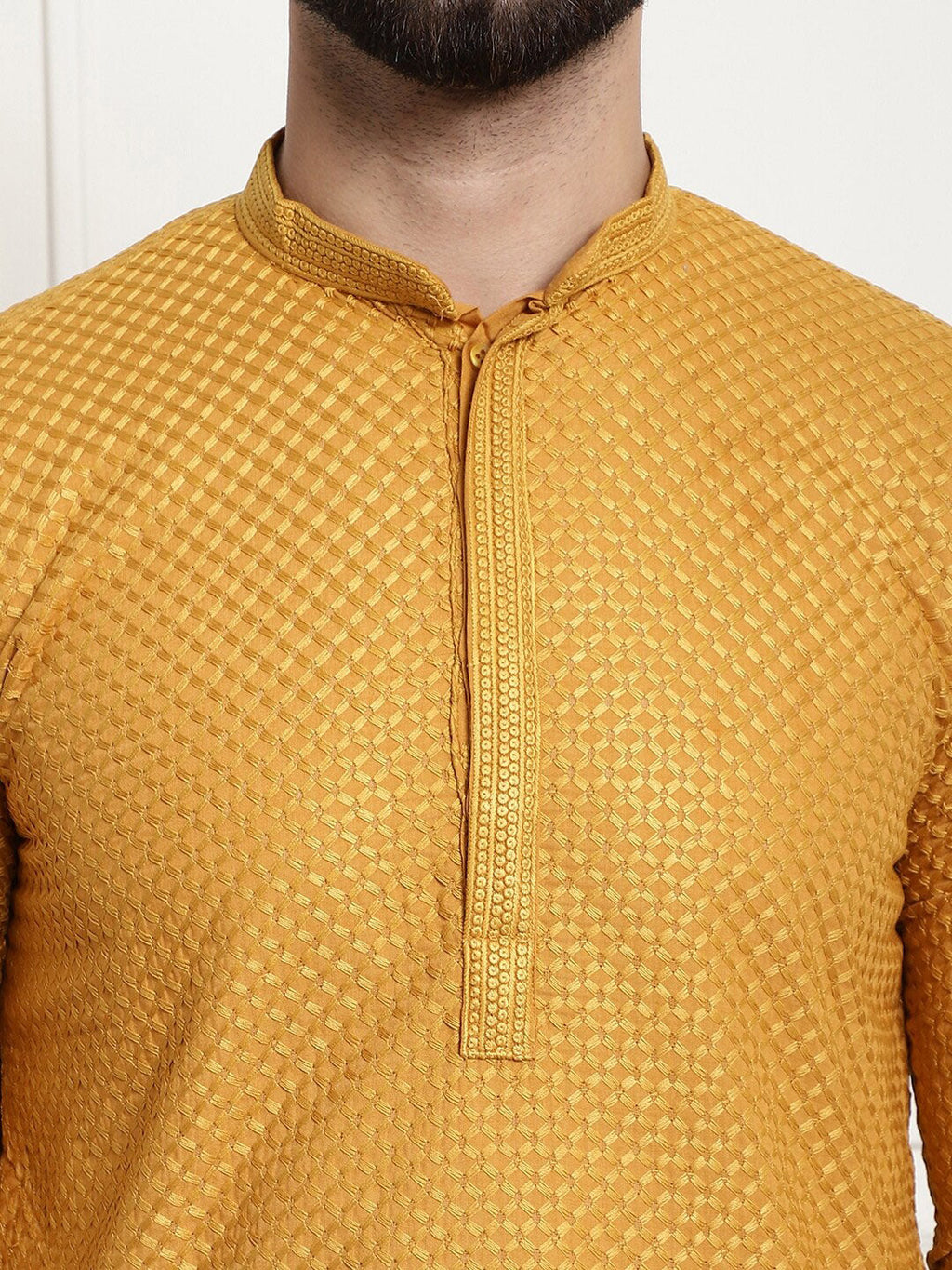 Sojanya Geometric Embroidered Thread Work Pure Cotton Straight Kurta | Grocsy