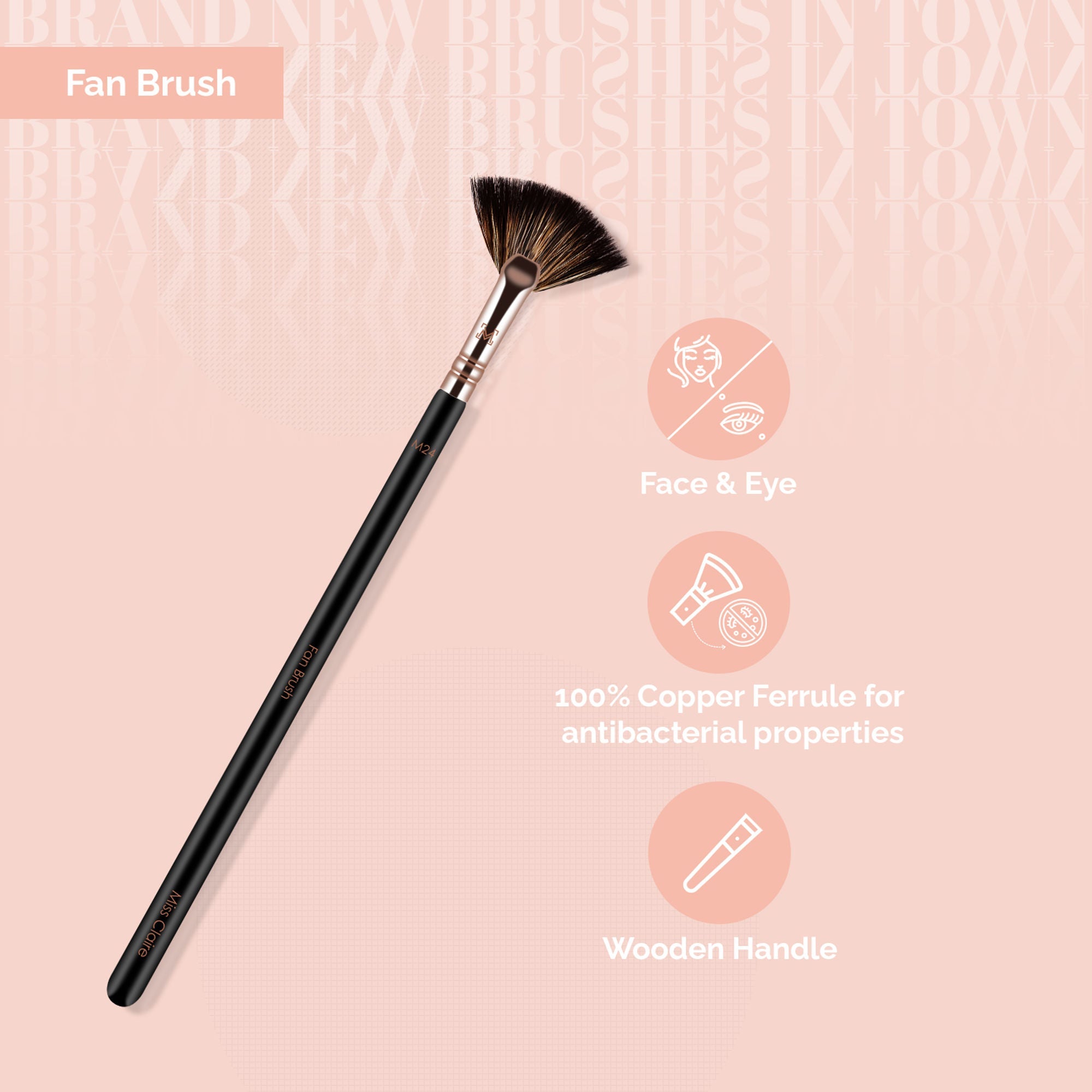 Miss Claire M24 - Fan Brush - Rose Gold | Grocsy