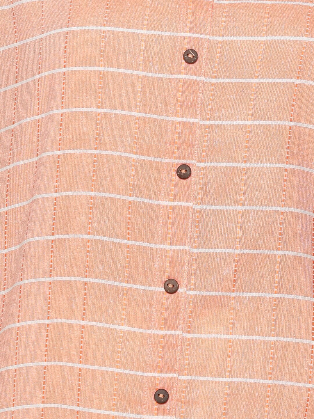 HERE&NOW Orange & White Checked Straight Kurta | Grocsy