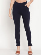 TAG 7 Set Of 2 Yellow & Navy Blue Solid Leggings | Grocsy