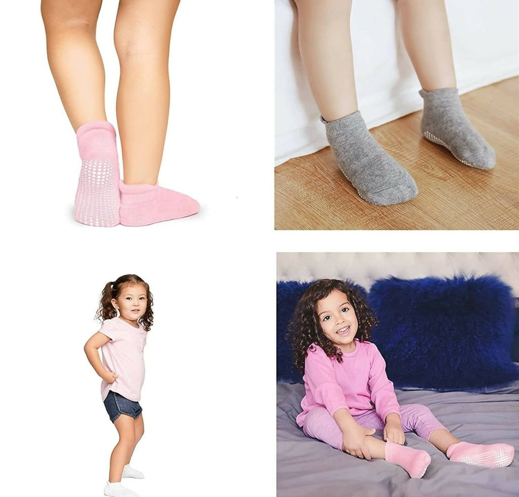 AHC Baby Socks Anti Slip Anti Skid Boys Girls Ankle Length Soft Cotton Socks with Grip | Grocsy