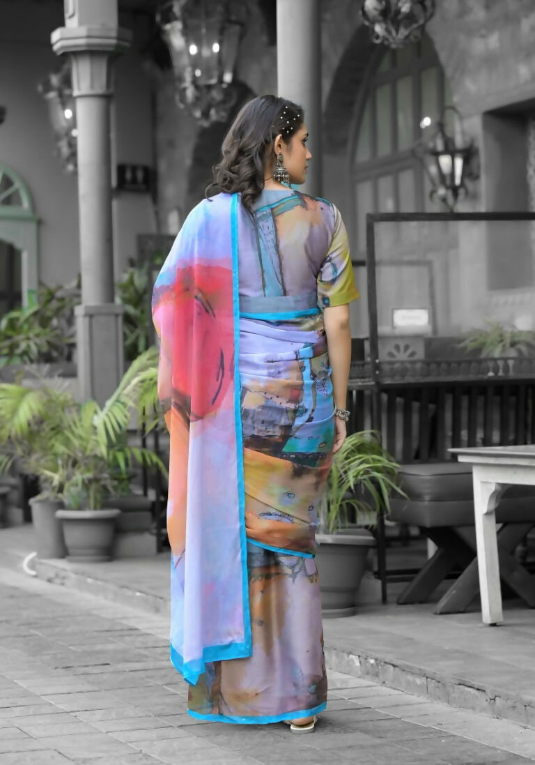 stylish Casual Multi Imported georgette Ready to Wear Fancy Saree - Ashwini | Grocsy
