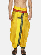 Sethukrishna Men Yellow Solid Readymade Dhoti Pants | Grocsy