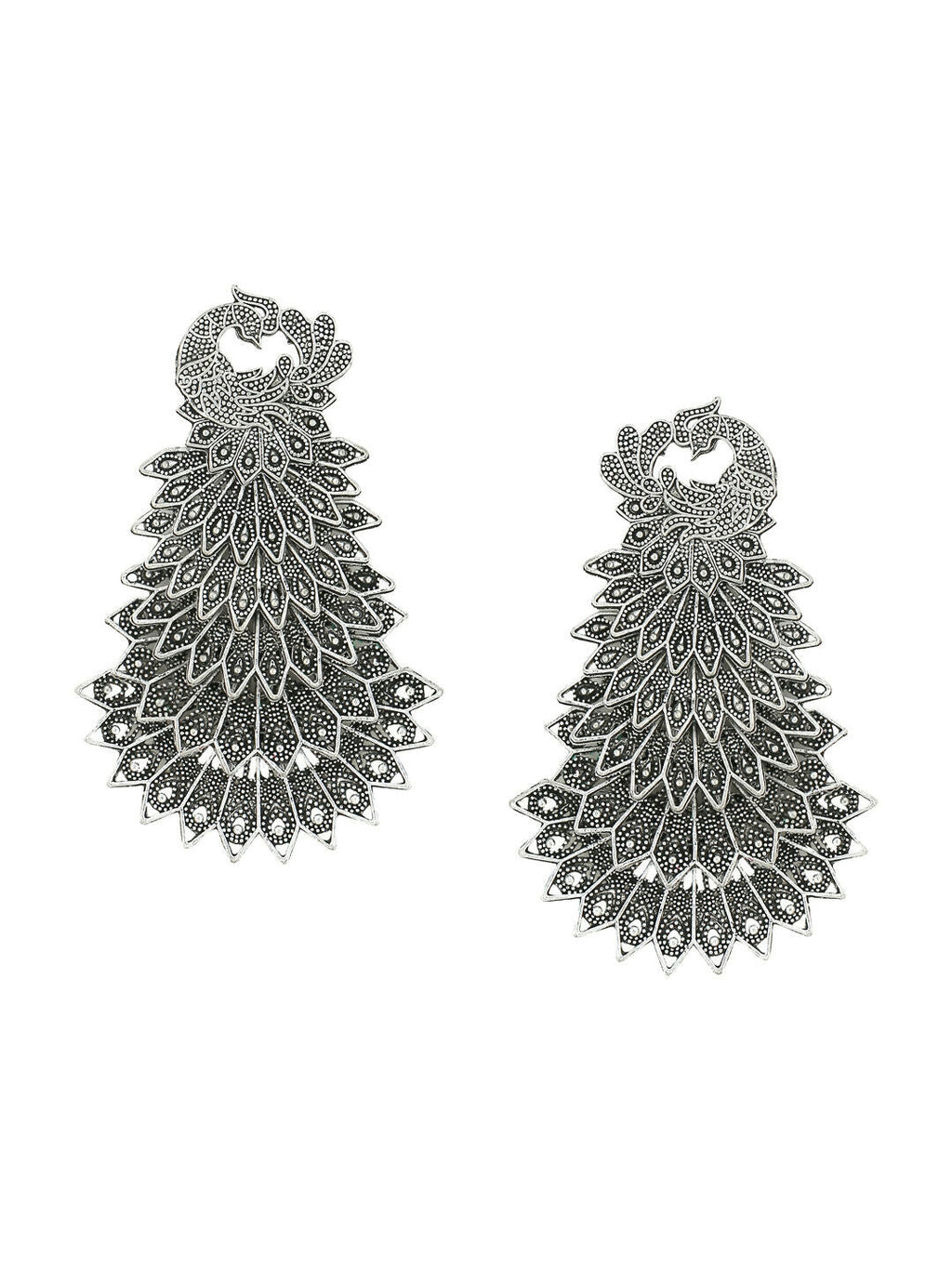 NVR Women Silver Toned Contemporary Drop Earrings | Grocsy