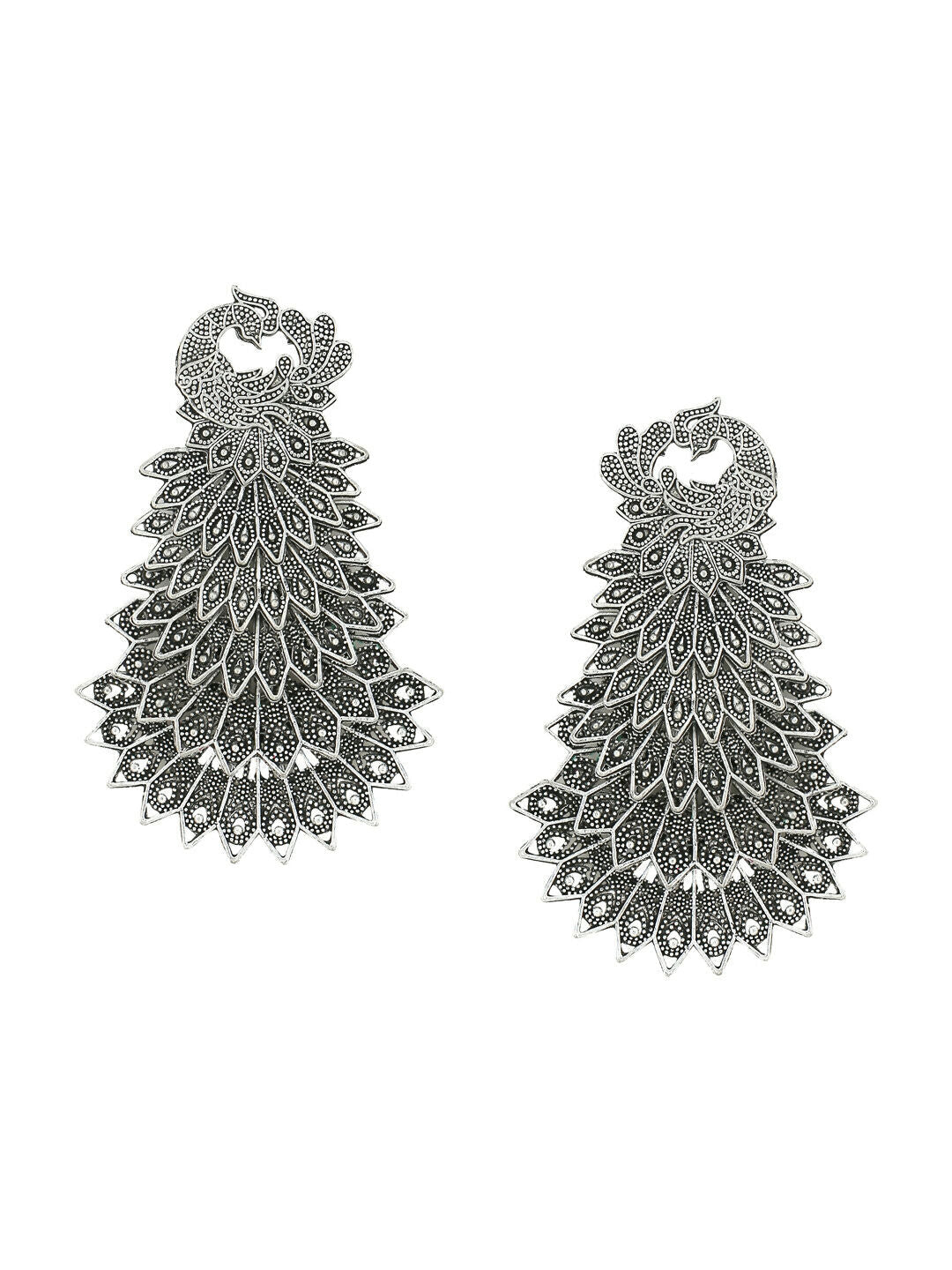 NVR Women Silver Toned Contemporary Drop Earrings | Grocsy