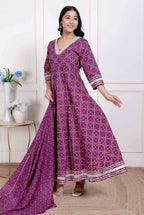 Miravan Women's embroidred Bandhani Ethnic Anarkali Kurta and Dupatta | Grocsy