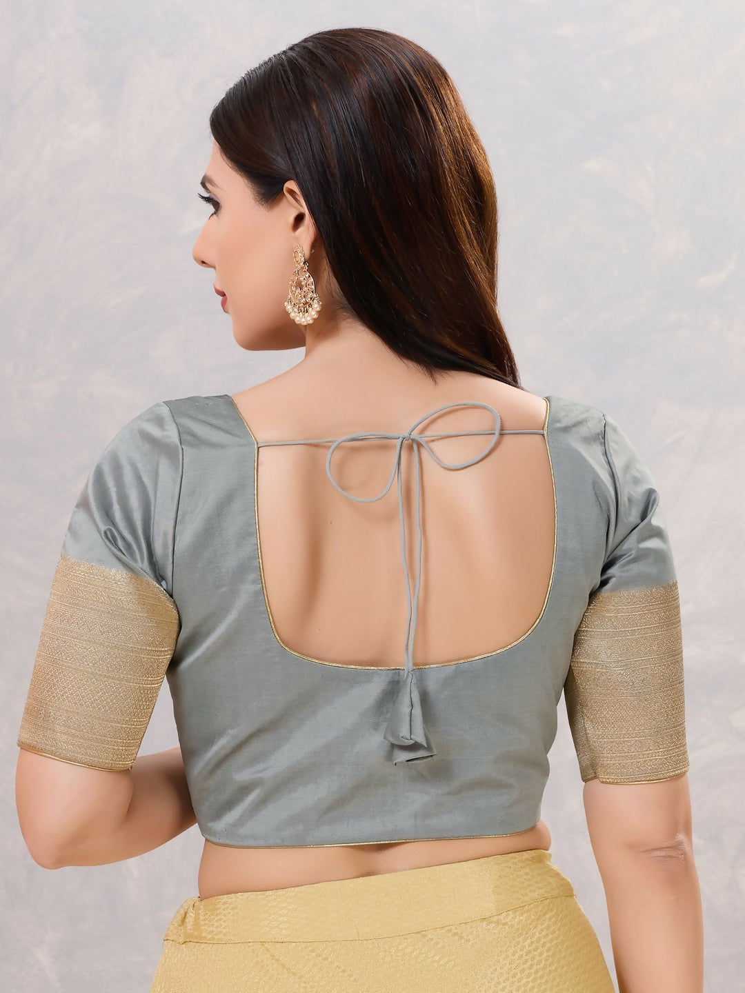 Joban Fashion Women Silk Grey Stitched Blouse | Grocsy