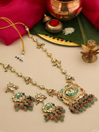 Ruby Raang Kundan Haar With Matching Earrings | Grocsy