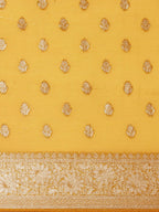 Saree Mall Mustard Ethnic Motifs Zari Organza Banarasi Saree | Grocsy