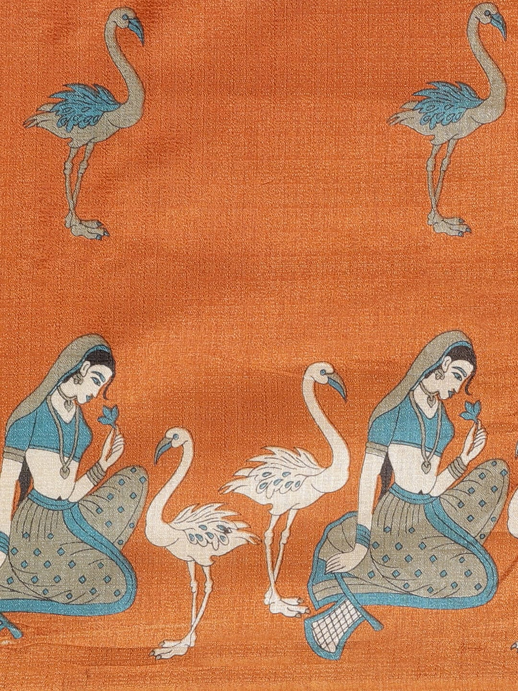 Saree Mall Rust Orange & Beige Ethnic Motifs Print Bhagalpuri Saree | Grocsy