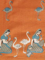 Saree Mall Rust Orange & Beige Ethnic Motifs Print Bhagalpuri Saree | Grocsy