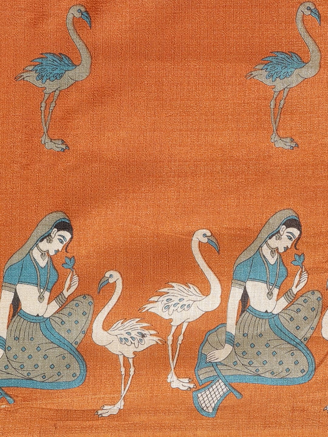 Saree Mall Rust Orange & Beige Ethnic Motifs Print Bhagalpuri Saree | Grocsy