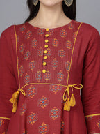 HERE&NOW Women Ethnic Motifs Printed Anarkali Kurta | Grocsy