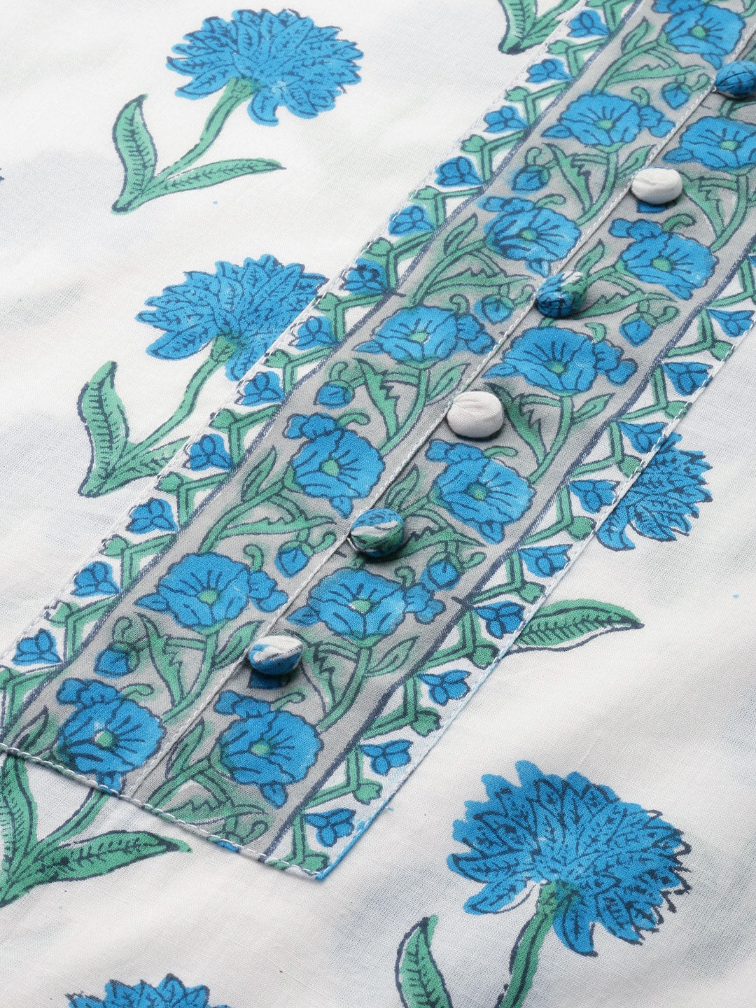 HERE&NOW Floral Printed Regular Pure Cotton Kurta with Churidar & With Dupatta | Grocsy
