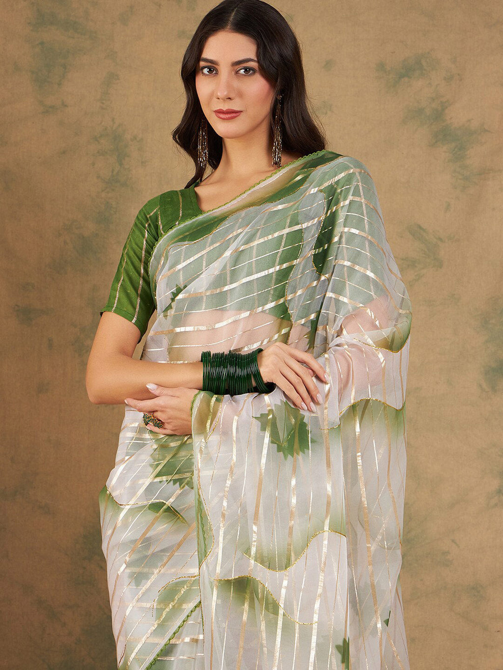 Sangria Woven Design Organza Sarees | Grocsy
