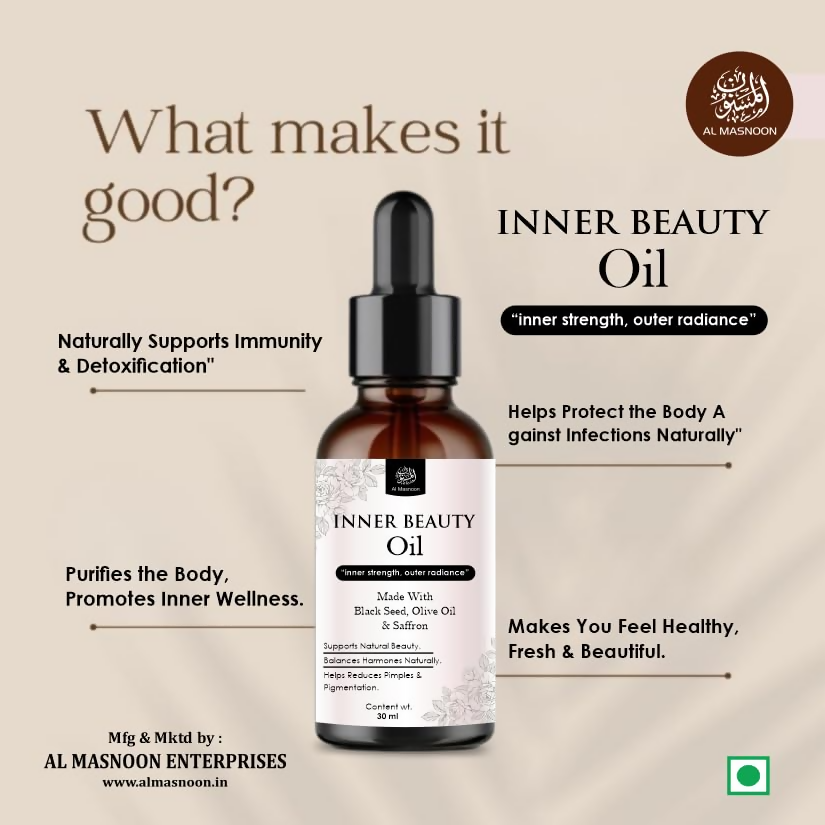Al Masnoon Inner Beauty Oil For Women Natural Herbal Blend | Grocsy